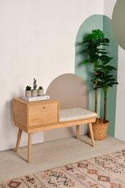 Hanah Home Urban Banco de madera de carpe en roble y crema